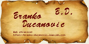 Branko Ducanović vizit kartica